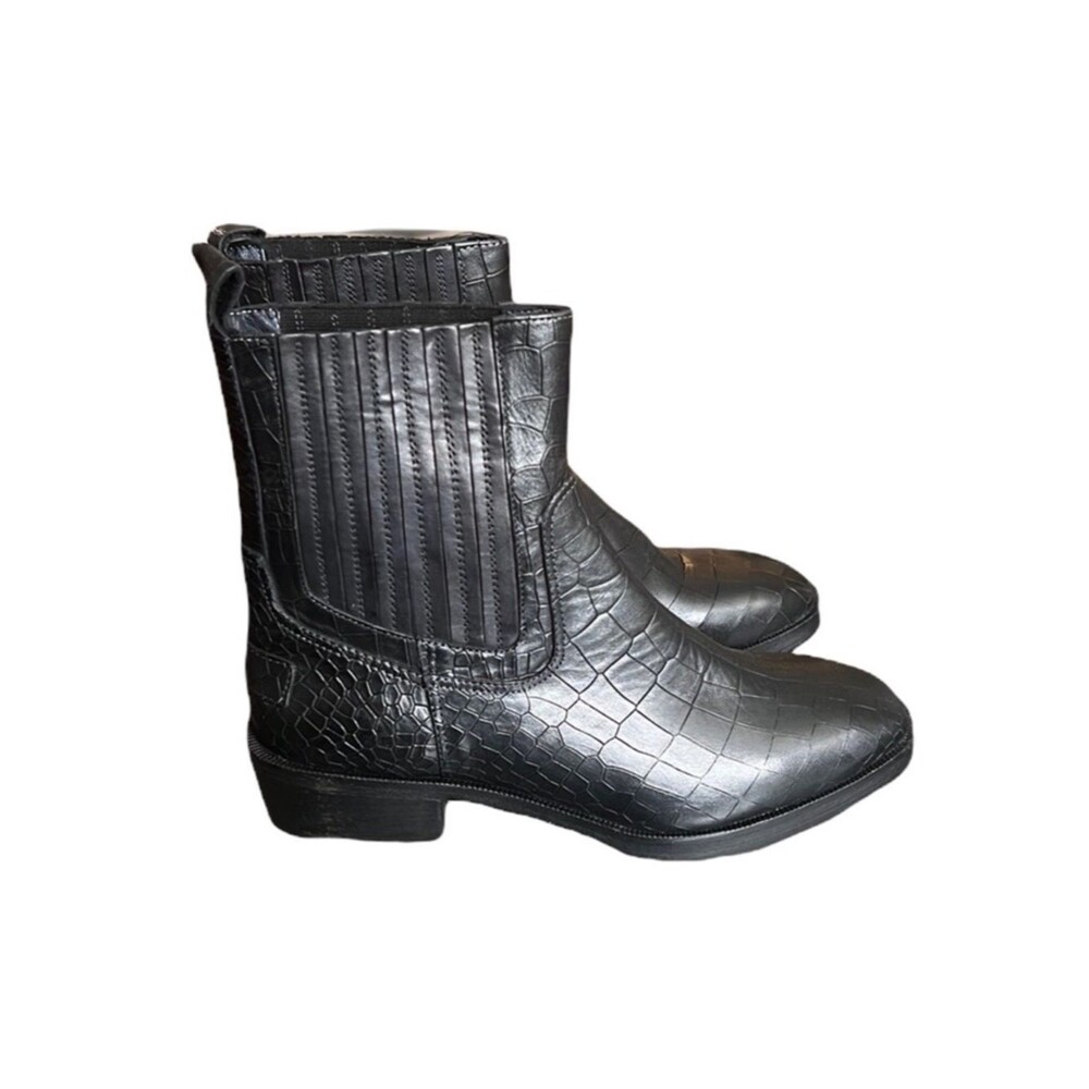 Vintage Foundry Main Croc Embossed Leather Boots Size 6 NWT